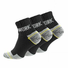 Σετ 3 Ζευγάρια Ανθεκτικές Κάλτσες Μαύρες Quarter WorkSocks